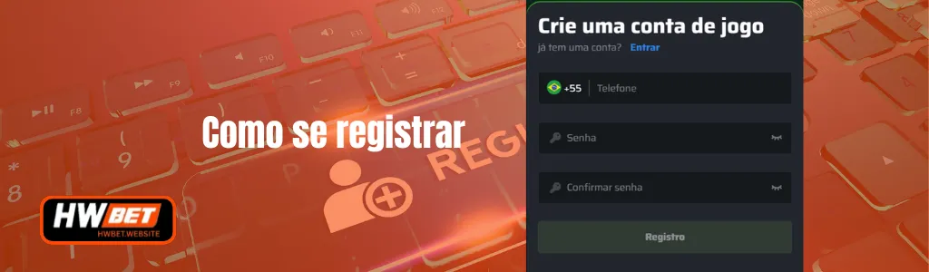 Tela de cadastro no site da HWBET